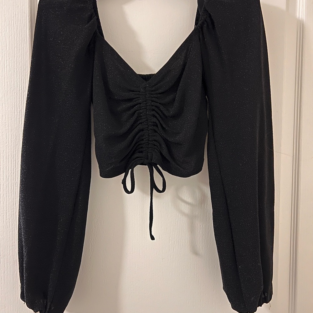 MINKPINK Black Ruched Blouse